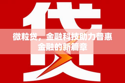 聂荣微粒贷，金融科技助力普惠金融的新篇章