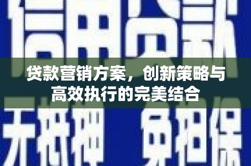 聂荣贷款营销方案，创新策略与高效执行的完美结合