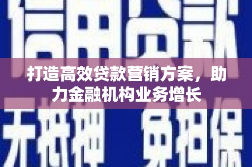 聂荣打造高效贷款营销方案，助力金融机构业务增长
