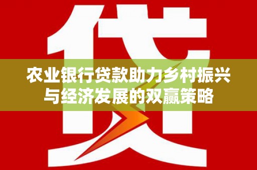 聂荣农业银行贷款助力乡村振兴与经济发展的双赢策略