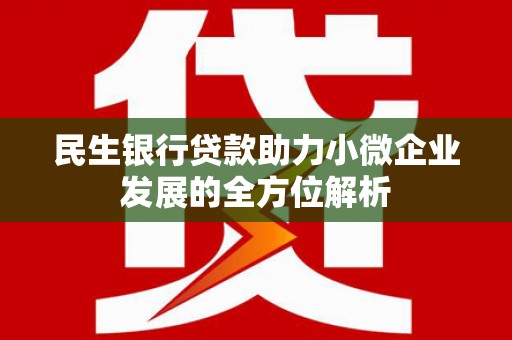 聂荣民生银行贷款助力小微企业发展的全方位解析