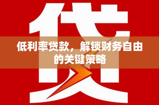 聂荣低利率贷款，解锁财务自由的关键策略
