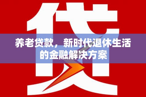 聂荣养老贷款，新时代退休生活的金融解决方案