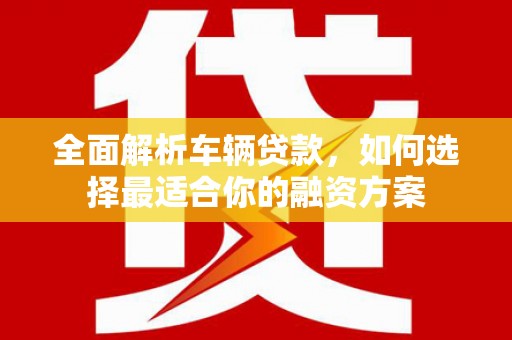 聂荣全面解析车辆贷款，如何选择最适合你的融资方案