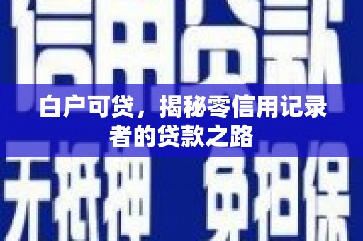 聂荣白户可贷，揭秘零信用记录者的贷款之路